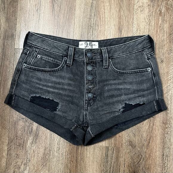 Free People X We The Free Women's Romeo Rolled Cut Off Black Mambo Size 25 - Picture 5 of 12